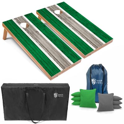 Tailgating Pros Lightweight Striped Cornhole Board Set- Includes 4'x2' Regulation Boards, Bean Bags, and Carrying Cases