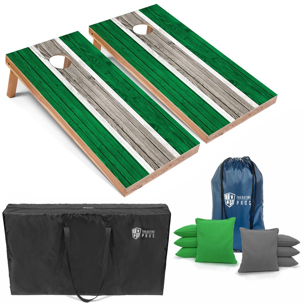 Tailgating Pros Lightweight Striped Cornhole Board Set- Includes 4'x2' Regulation Boards, Bean Bags, and Carrying Cases