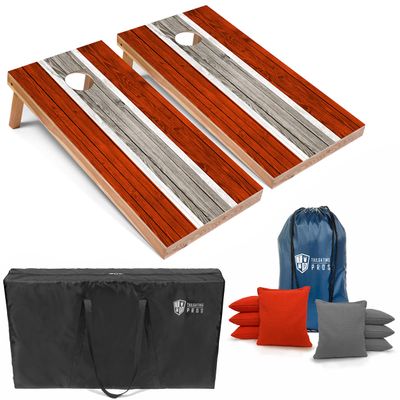 Tailgating Pros Lightweight Striped Cornhole Board Set- Includes 4'x2' Regulation Boards, Bean Bags, and Carrying Cases