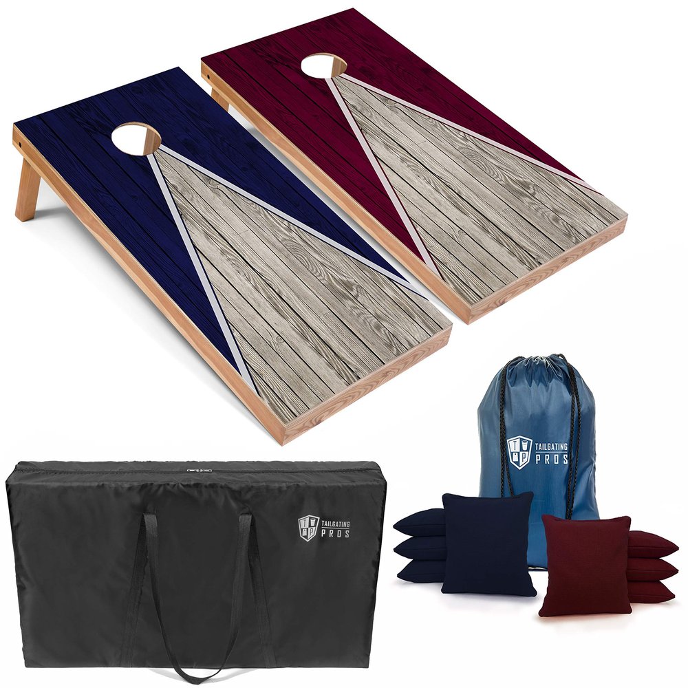 Tailgating Pros Lightweight Pyramid Design Cornhole Board Set w/Bean Bags and Carrying Case - 4'x2' Regulation Cornhole Game