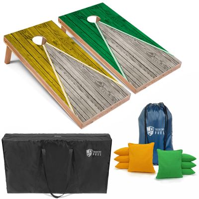 Tailgating Pros Lightweight Pyramid Design Cornhole Board Set w/Bean Bags and Carrying Case - 4'x2' Regulation Cornhole Game