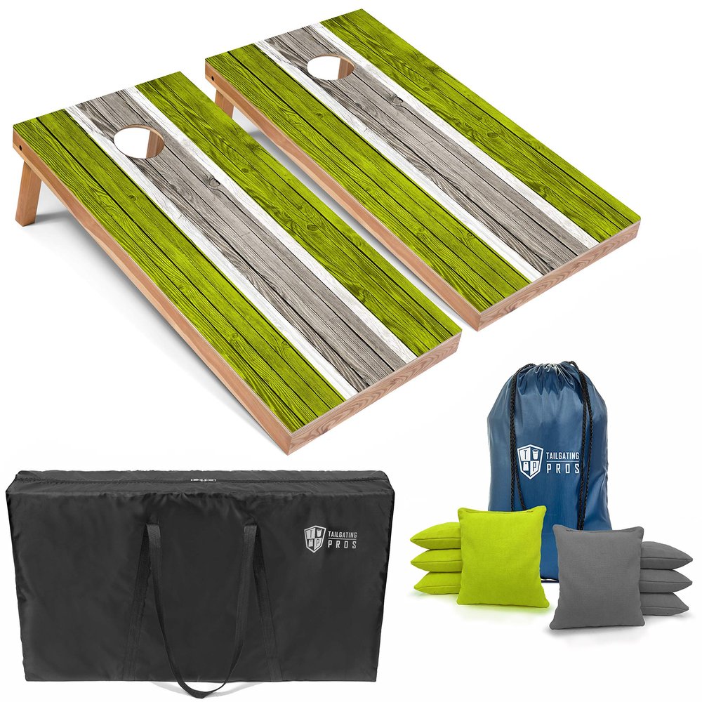 Tailgating Pros Lightweight Striped Cornhole Board Set- Includes 4'x2' Regulation Boards, Bean Bags, and Carrying Cases