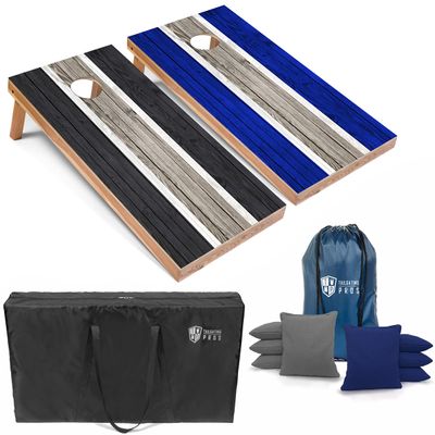 Tailgating Pros Lightweight Striped Cornhole Board Set- Includes 4'x2' Regulation Boards, Bean Bags, and Carrying Cases