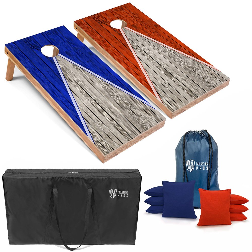 Tailgating Pros Lightweight Pyramid Design Cornhole Board Set w/Bean Bags and Carrying Case - 4'x2' Regulation Cornhole Game