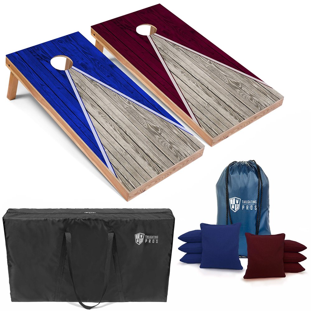 Tailgating Pros Lightweight Pyramid Design Cornhole Board Set w/Bean Bags and Carrying Case - 4'x2' Regulation Cornhole Game