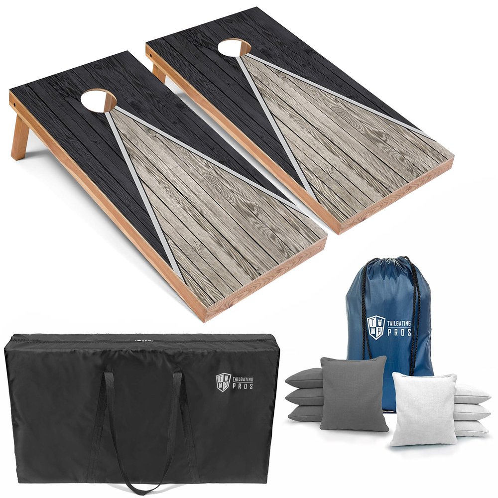 Tailgating Pros Lightweight Pyramid Design Cornhole Board Set w/Bean Bags and Carrying Case - 4'x2' Regulation Cornhole Game