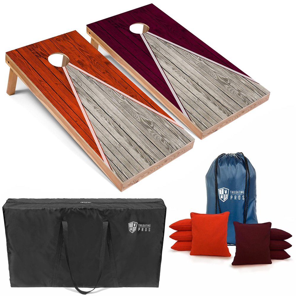 Tailgating Pros Lightweight Pyramid Design Cornhole Board Set w/Bean Bags and Carrying Case - 4'x2' Regulation Cornhole Game