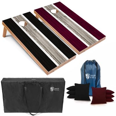 Tailgating Pros Lightweight Striped Cornhole Board Set- Includes 4'x2' Regulation Boards, Bean Bags, and Carrying Cases