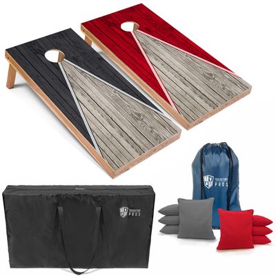 Tailgating Pros Lightweight Pyramid Design Cornhole Board Set w/Bean Bags and Carrying Case - 4'x2' Regulation Cornhole Game