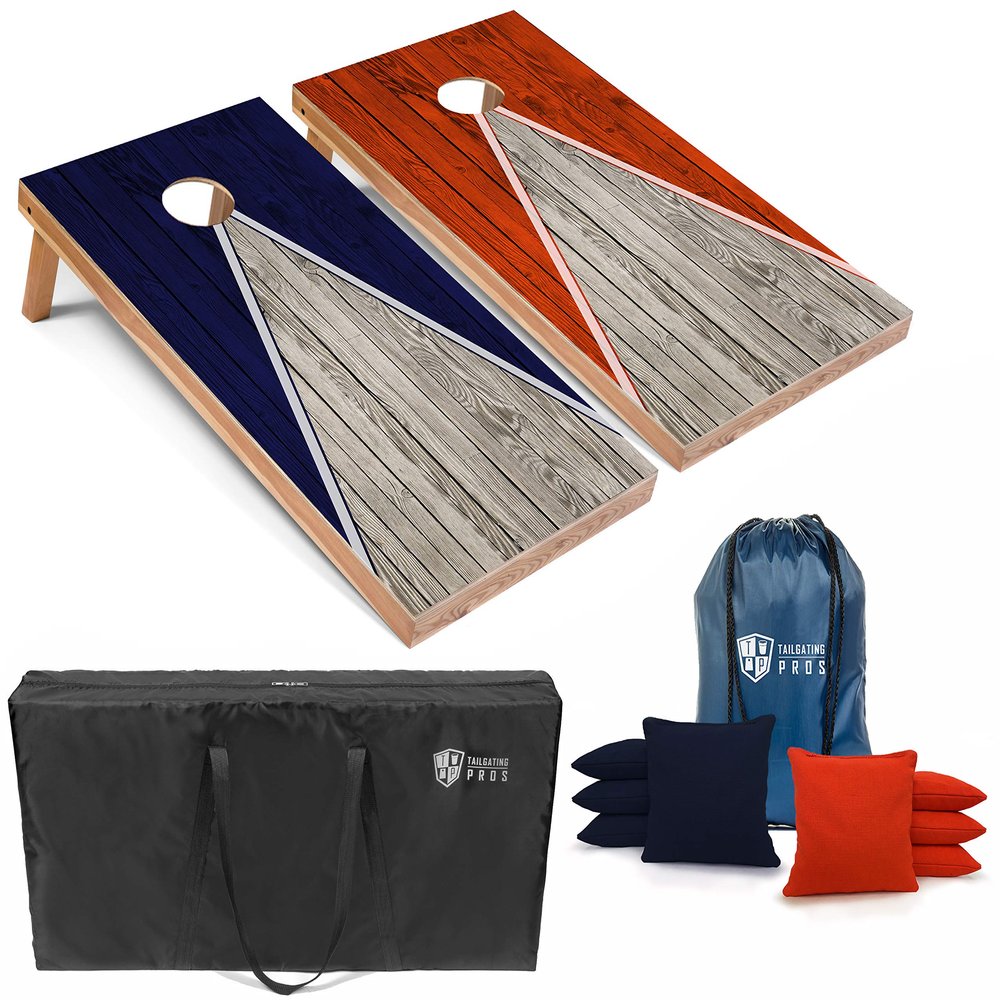 Tailgating Pros Lightweight Pyramid Design Cornhole Board Set w/Bean Bags and Carrying Case - 4'x2' Regulation Cornhole Game