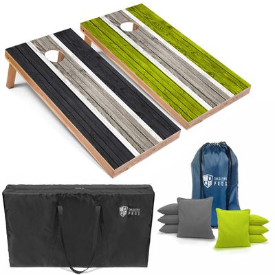 Tailgating Pros Lightweight Striped Cornhole Board Set- Includes 4'x2' Regulation Boards, Bean Bags, and Carrying Cases