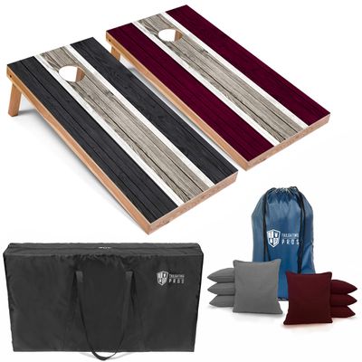 Tailgating Pros Lightweight Striped Cornhole Board Set- Includes 4'x2' Regulation Boards, Bean Bags, and Carrying Cases
