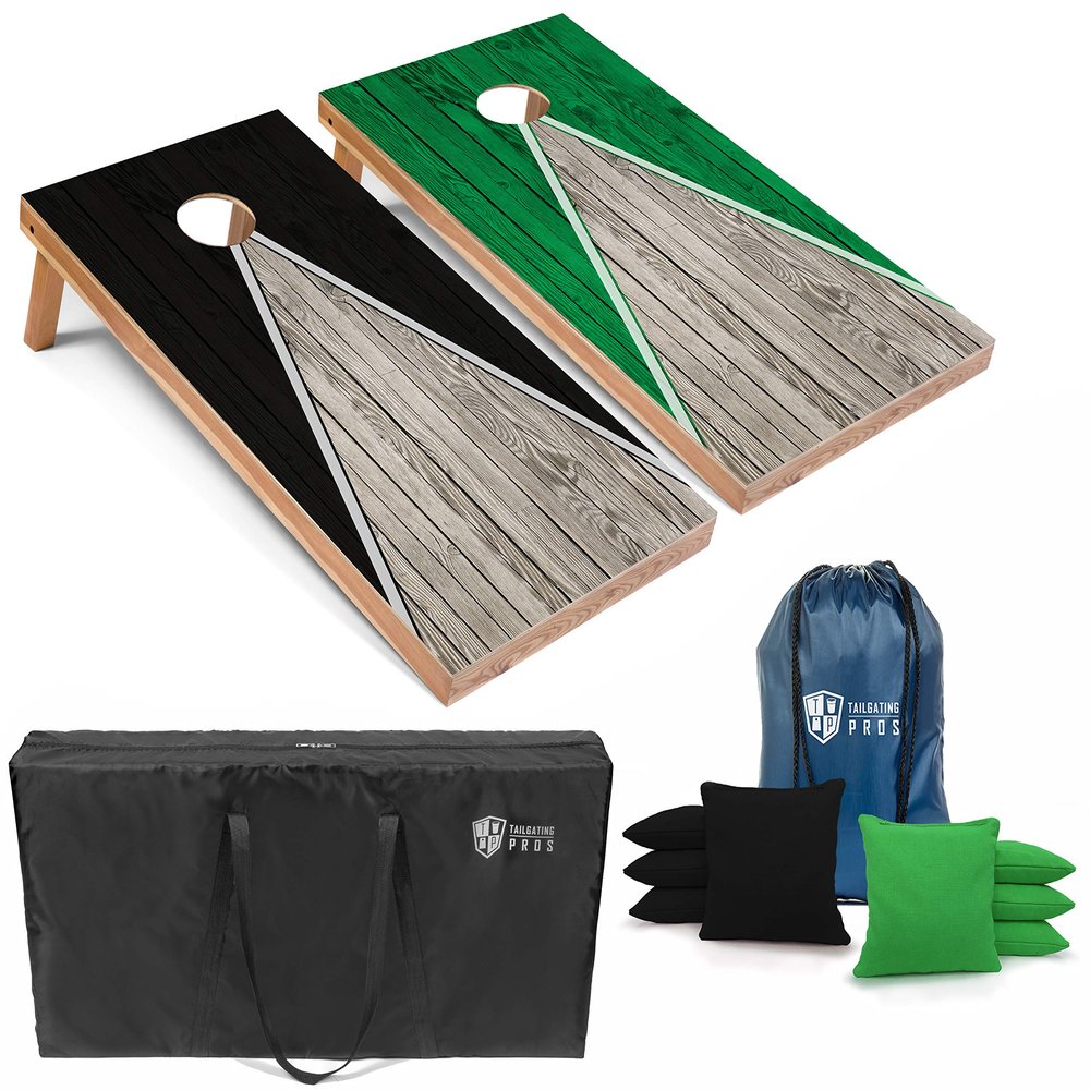 Tailgating Pros Lightweight Pyramid Design Cornhole Board Set w/Bean Bags and Carrying Case - 4'x2' Regulation Cornhole Game