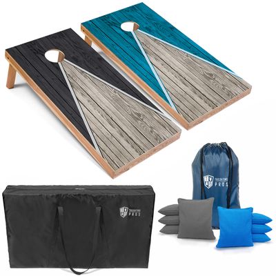 Tailgating Pros Lightweight Pyramid Design Cornhole Board Set w/Bean Bags and Carrying Case - 4'x2' Regulation Cornhole Game
