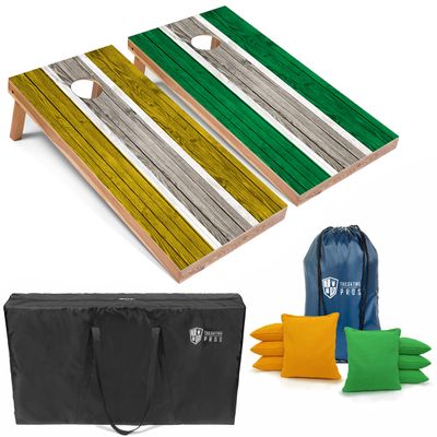 Tailgating Pros Lightweight Striped Cornhole Board Set- Includes 4'x2' Regulation Boards, Bean Bags, and Carrying Cases