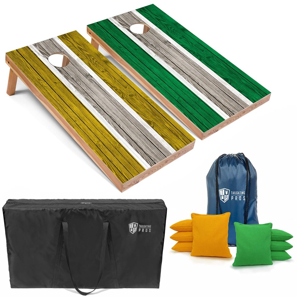 Tailgating Pros Lightweight Striped Cornhole Board Set- Includes 4'x2' Regulation Boards, Bean Bags, and Carrying Cases