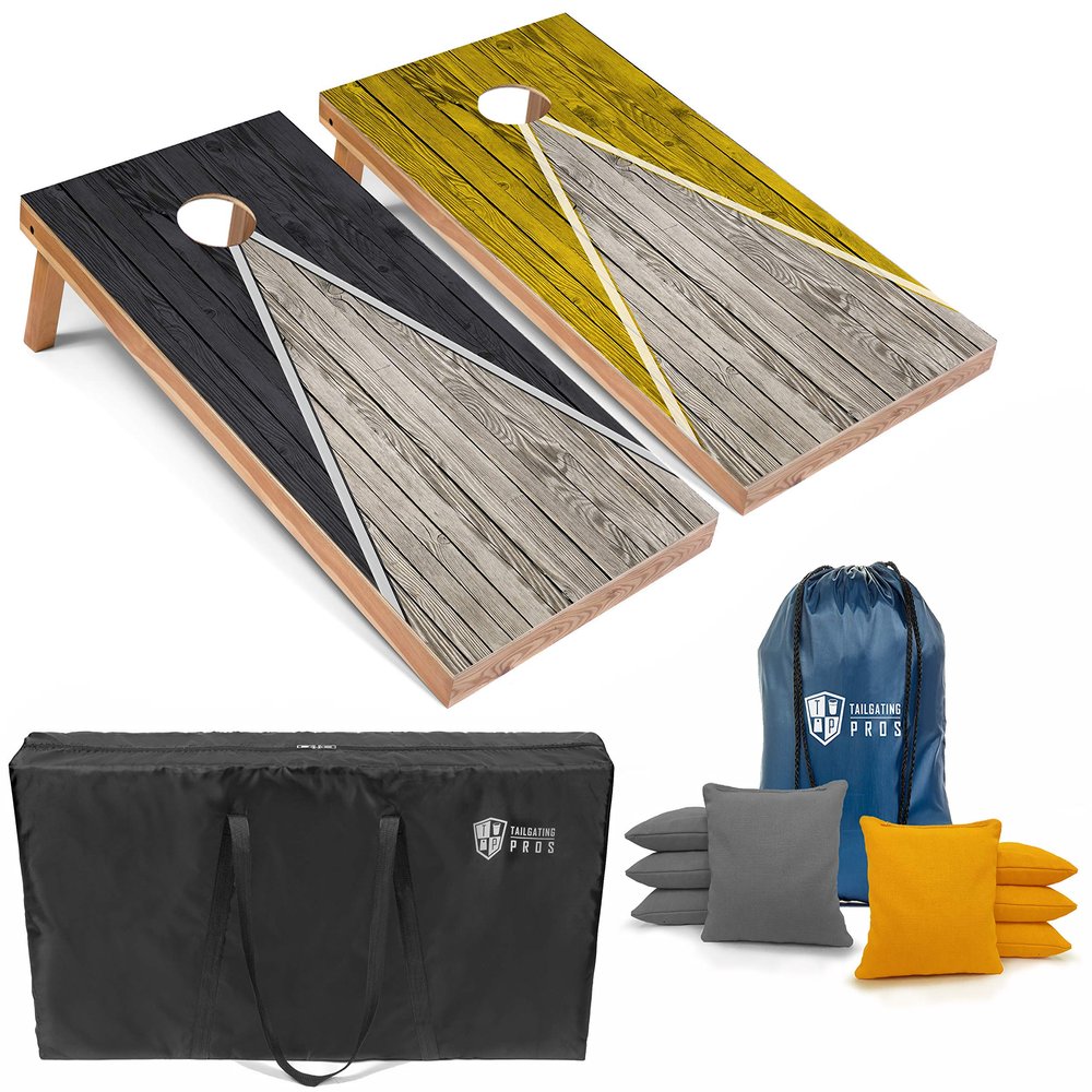 Tailgating Pros Lightweight Pyramid Design Cornhole Board Set w/Bean Bags and Carrying Case - 4'x2' Regulation Cornhole Game