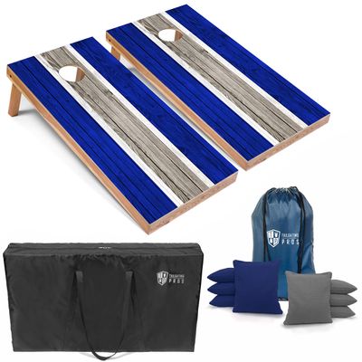 Tailgating Pros Lightweight Striped Cornhole Board Set- Includes 4'x2' Regulation Boards, Bean Bags, and Carrying Cases