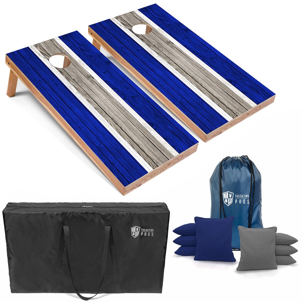 Tailgating Pros Lightweight Striped Cornhole Board Set- Includes 4'x2' Regulation Boards, Bean Bags, and Carrying Cases