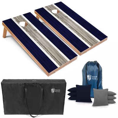 Tailgating Pros Lightweight Striped Cornhole Board Set- Includes 4'x2' Regulation Boards, Bean Bags, and Carrying Cases