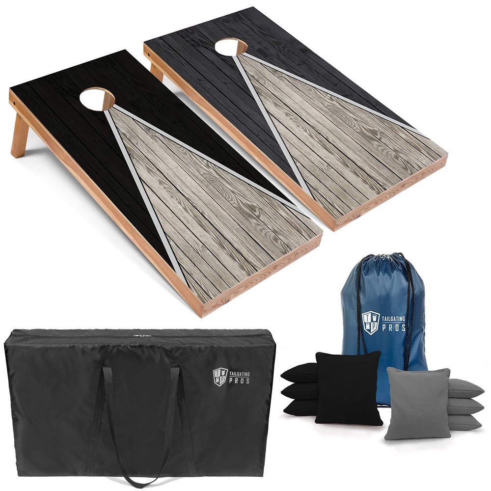 Tailgating Pros Lightweight Pyramid Design Cornhole Board Set w/Bean Bags and Carrying Case - 4'x2' Regulation Cornhole Game