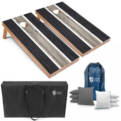 Tailgating Pros Lightweight Striped Cornhole Board Set- Includes 4'x2' Regulation Boards, Bean Bags, and Carrying Cases
