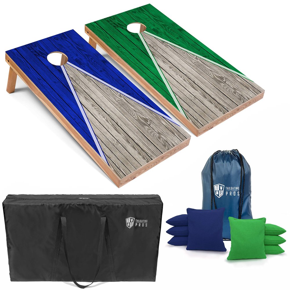Tailgating Pros Lightweight Pyramid Design Cornhole Board Set w/Bean Bags and Carrying Case - 4'x2' Regulation Cornhole Game