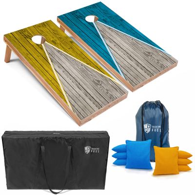Tailgating Pros Lightweight Pyramid Design Cornhole Board Set w/Bean Bags and Carrying Case - 4'x2' Regulation Cornhole Game