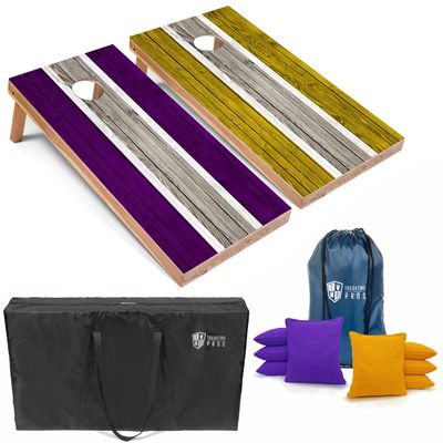 Tailgating Pros Lightweight Striped Cornhole Board Set- Includes 4'x2' Regulation Boards, Bean Bags, and Carrying Cases