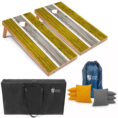 Tailgating Pros Lightweight Striped Cornhole Board Set- Includes 4'x2' Regulation Boards, Bean Bags, and Carrying Cases