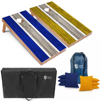 Tailgating Pros Lightweight Striped Cornhole Board Set- Includes 4'x2' Regulation Boards, Bean Bags, and Carrying Cases