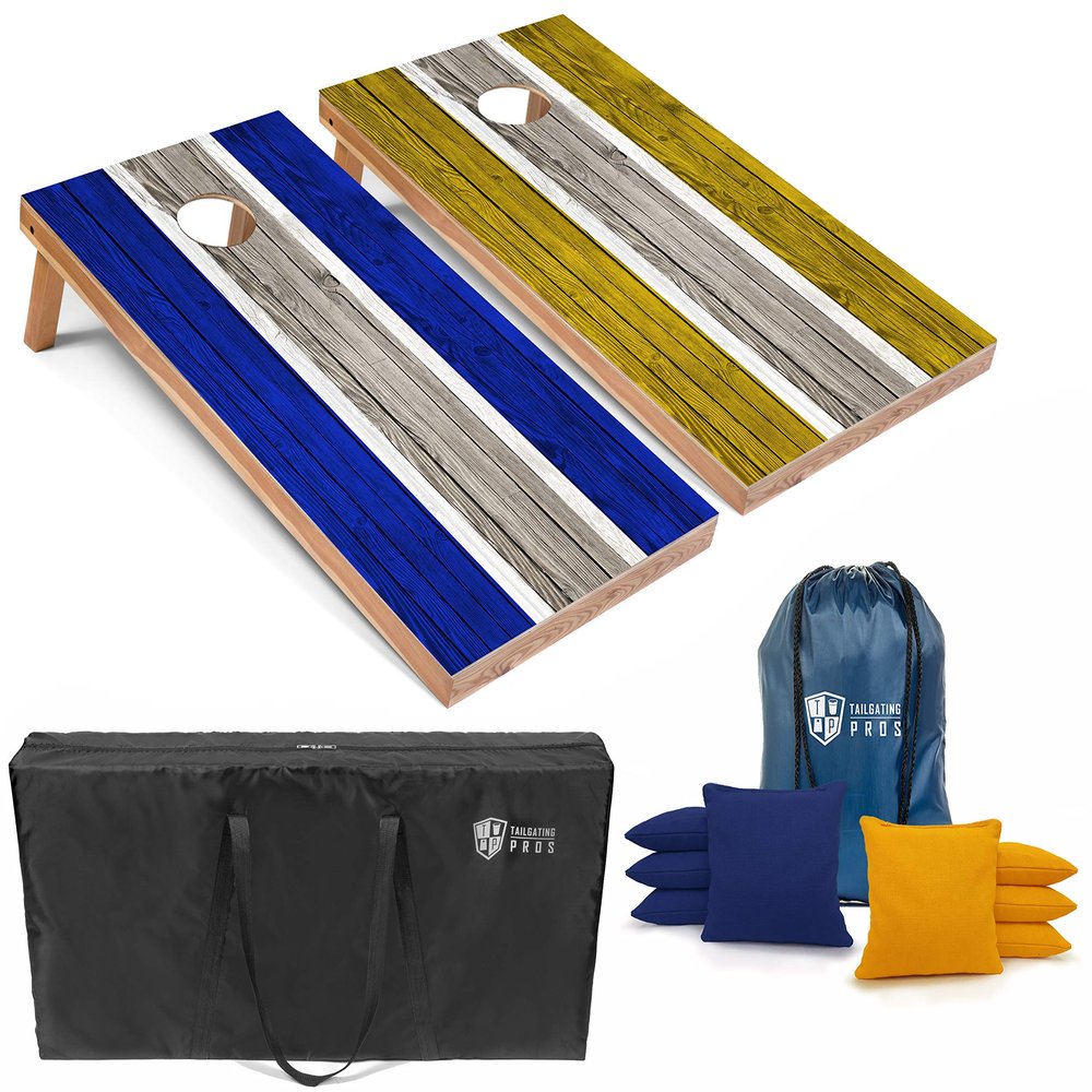 Tailgating Pros Lightweight Striped Cornhole Board Set- Includes 4'x2' Regulation Boards, Bean Bags, and Carrying Cases