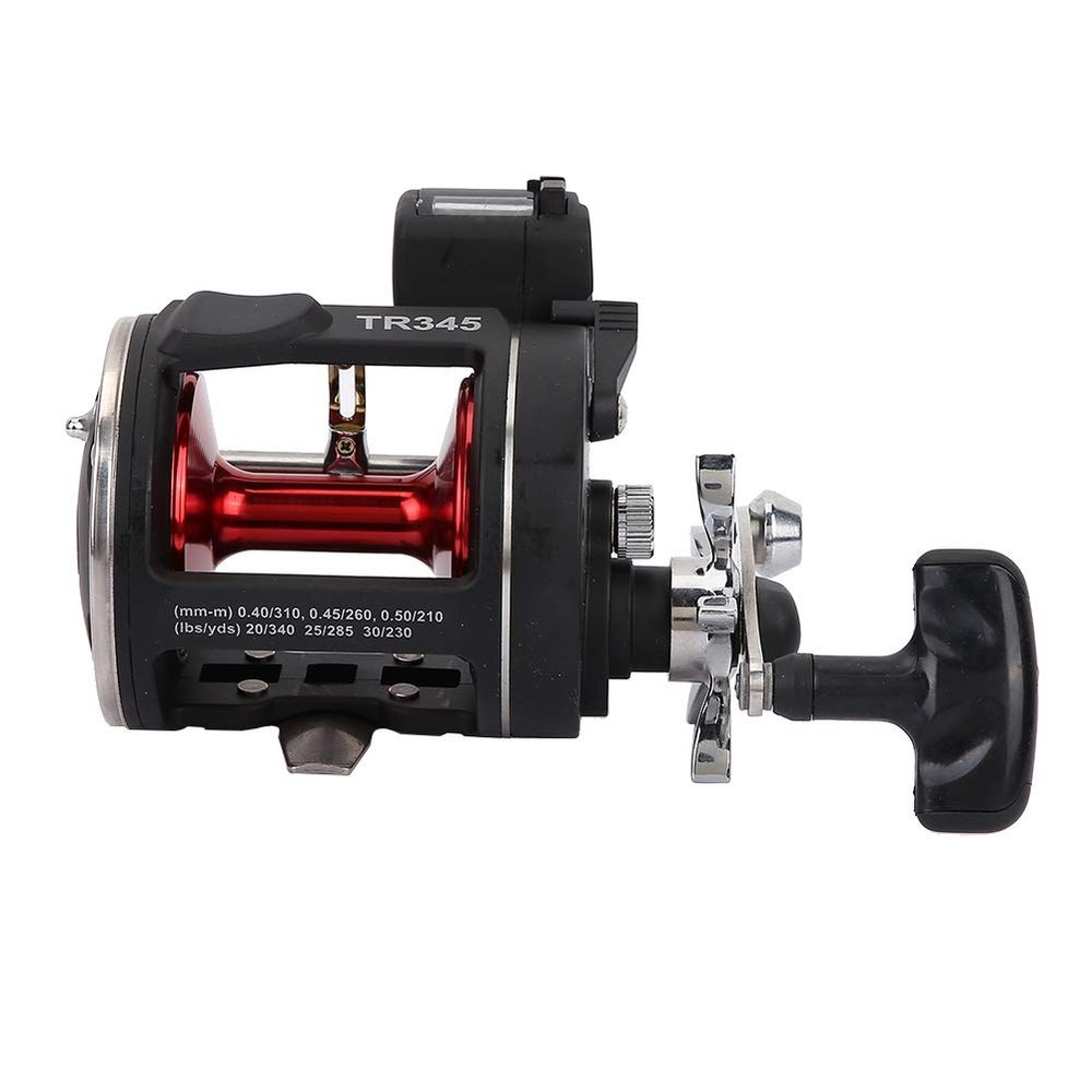 Trolling Reels Equipped Ice Fishing Rod & Reel Combos Aluminum Alloy Drum Wheel Fishing Reel with Line Counter for Sea Fishing