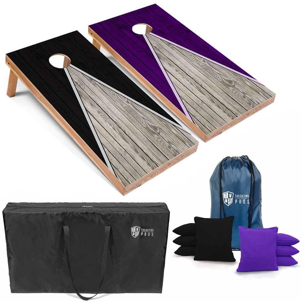 Tailgating Pros Lightweight Pyramid Design Cornhole Board Set w/Bean Bags and Carrying Case - 4'x2' Regulation Cornhole Game