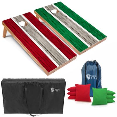 Tailgating Pros Lightweight Striped Cornhole Board Set- Includes 4'x2' Regulation Boards, Bean Bags, and Carrying Cases