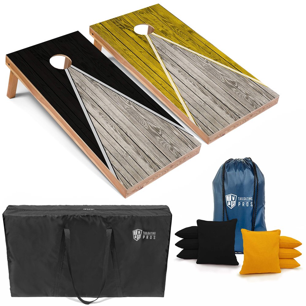 Tailgating Pros Lightweight Pyramid Design Cornhole Board Set w/Bean Bags and Carrying Case - 4'x2' Regulation Cornhole Game