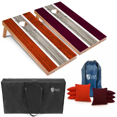 Tailgating Pros Lightweight Striped Cornhole Board Set- Includes 4'x2' Regulation Boards, Bean Bags, and Carrying Cases