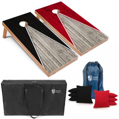 Tailgating Pros Lightweight Pyramid Design Cornhole Board Set w/Bean Bags and Carrying Case - 4'x2' Regulation Cornhole Game