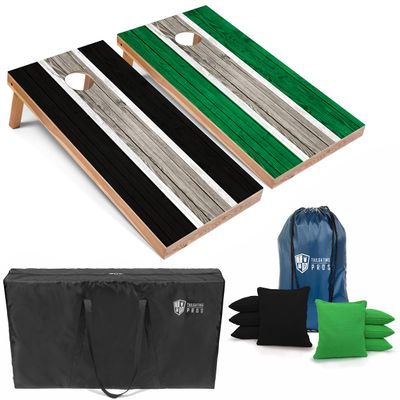 Tailgating Pros Lightweight Striped Cornhole Board Set- Includes 4'x2' Regulation Boards, Bean Bags, and Carrying Cases