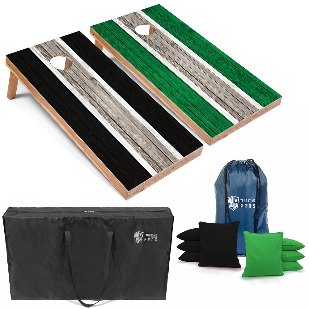 Tailgating Pros Lightweight Striped Cornhole Board Set- Includes 4'x2' Regulation Boards, Bean Bags, and Carrying Cases