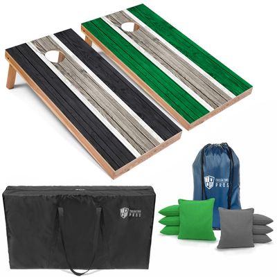 Tailgating Pros Lightweight Striped Cornhole Board Set- Includes 4'x2' Regulation Boards, Bean Bags, and Carrying Cases