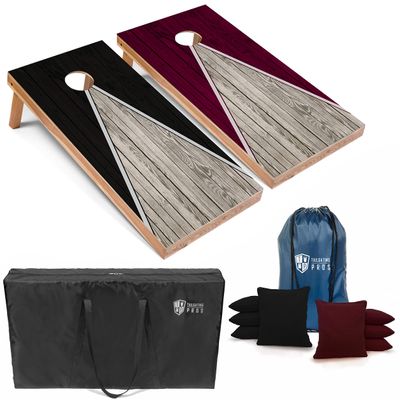 Tailgating Pros Lightweight Pyramid Design Cornhole Board Set w/Bean Bags and Carrying Case - 4'x2' Regulation Cornhole Game