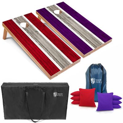 Tailgating Pros Lightweight Striped Cornhole Board Set- Includes 4'x2' Regulation Boards, Bean Bags, and Carrying Cases