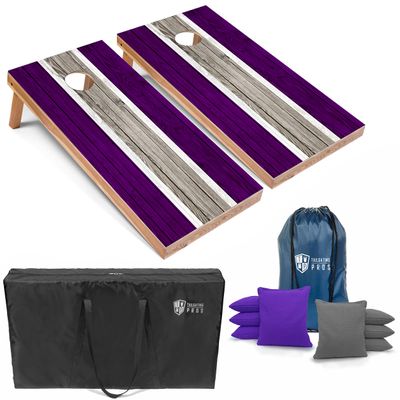 Tailgating Pros Lightweight Striped Cornhole Board Set- Includes 4'x2' Regulation Boards, Bean Bags, and Carrying Cases