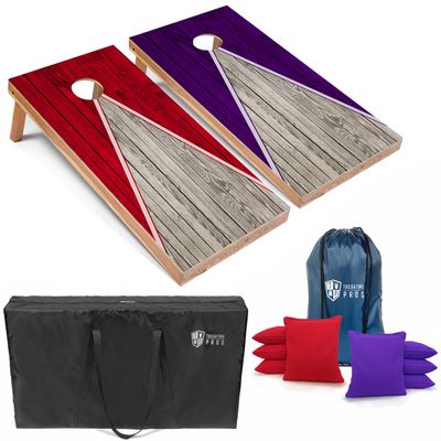 Tailgating Pros Lightweight Pyramid Design Cornhole Board Set w/Bean Bags and Carrying Case - 4'x2' Regulation Cornhole Game