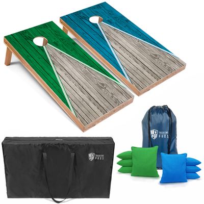 Tailgating Pros Lightweight Pyramid Design Cornhole Board Set w/Bean Bags and Carrying Case - 4'x2' Regulation Cornhole Game