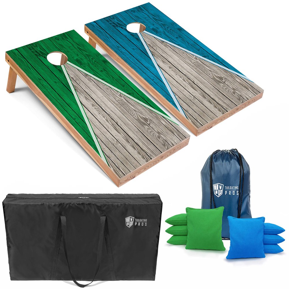 Tailgating Pros Lightweight Pyramid Design Cornhole Board Set w/Bean Bags and Carrying Case - 4'x2' Regulation Cornhole Game