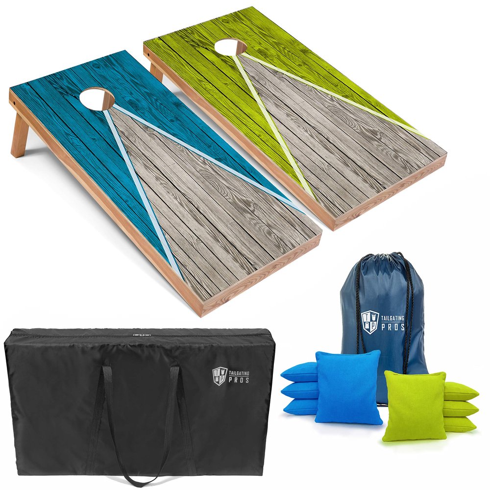 Tailgating Pros Lightweight Pyramid Design Cornhole Board Set w/Bean Bags and Carrying Case - 4'x2' Regulation Cornhole Game