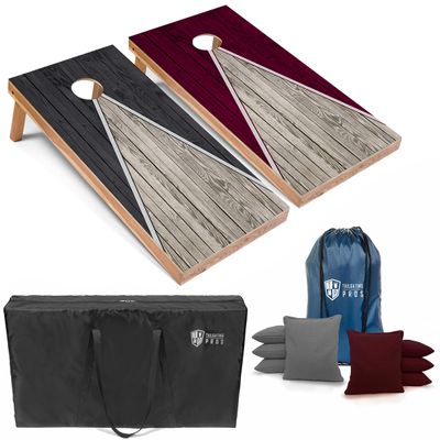 Tailgating Pros Lightweight Pyramid Design Cornhole Board Set w/Bean Bags and Carrying Case - 4'x2' Regulation Cornhole Game