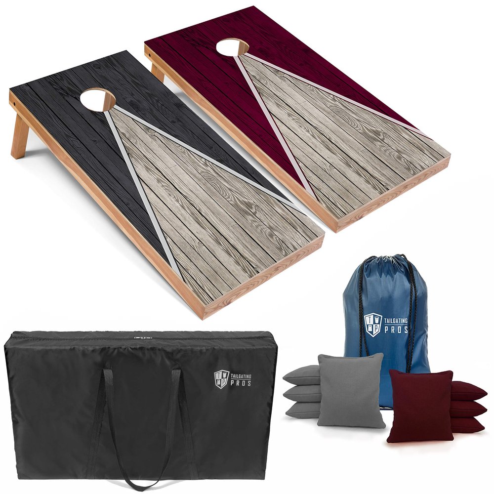 Tailgating Pros Lightweight Pyramid Design Cornhole Board Set w/Bean Bags and Carrying Case - 4'x2' Regulation Cornhole Game